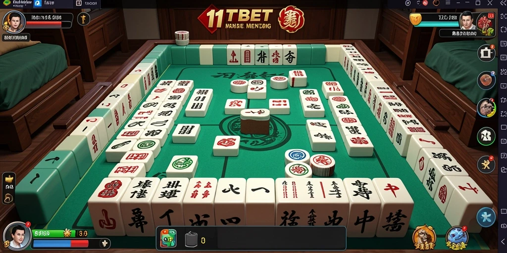 Tampilan gameplay seru dalam 11TBET saat pemain mencocokkan ubin Mahjong.
