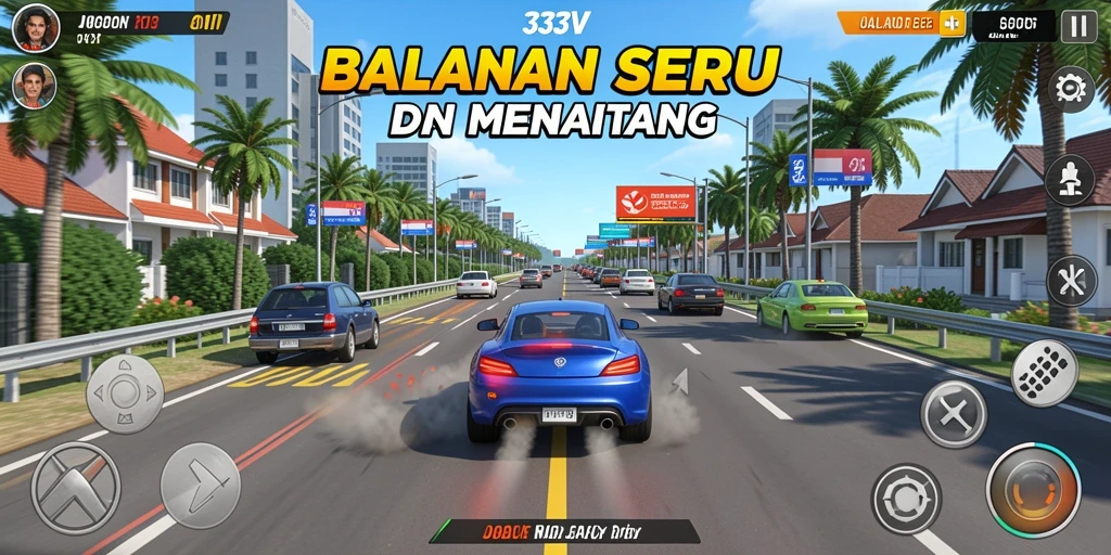 Screenshot 333V menampilkan aksi balapan yang mendebarkan.