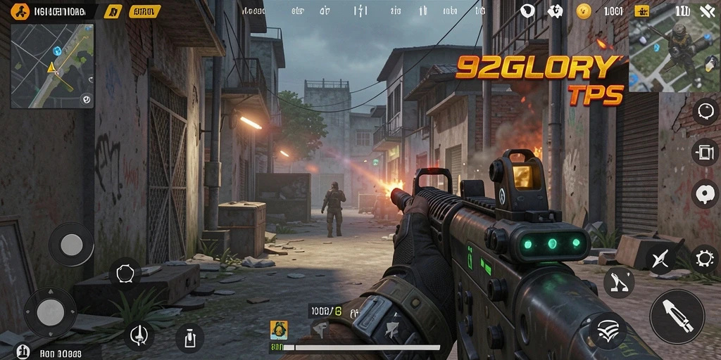 Tangkapan layar utama dari gameplay TPS yang intens.