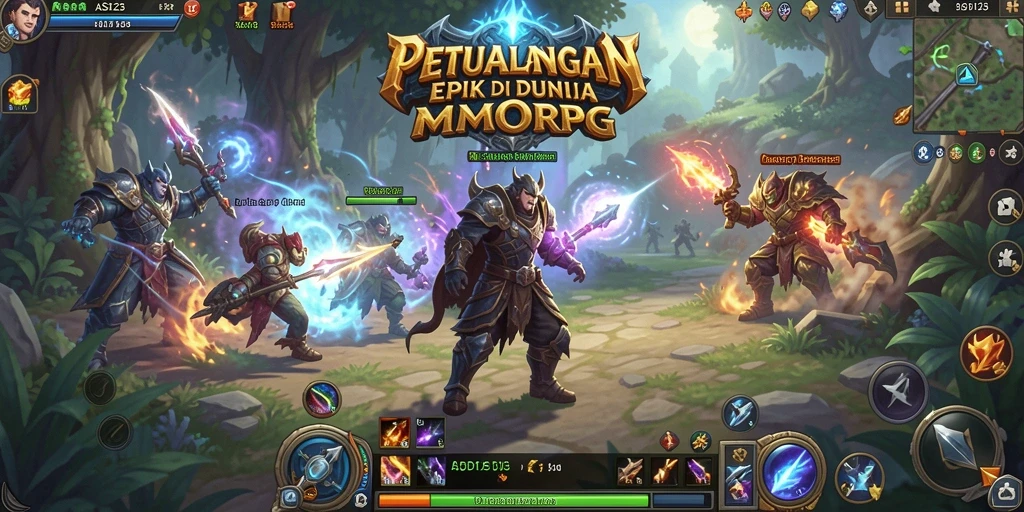 Screenshot gameplay ASD123 yang menunjukkan aksi pertarungan seru di dunia MMORPG.