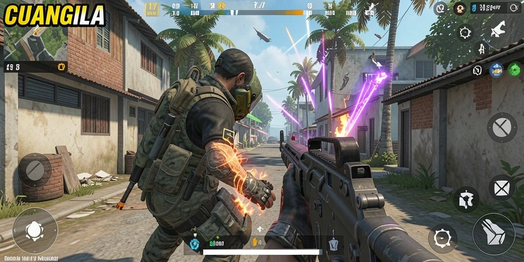 Tampilan seru dari gameplay CUANGILA dengan aksi tembak-tembakan yang intens.
