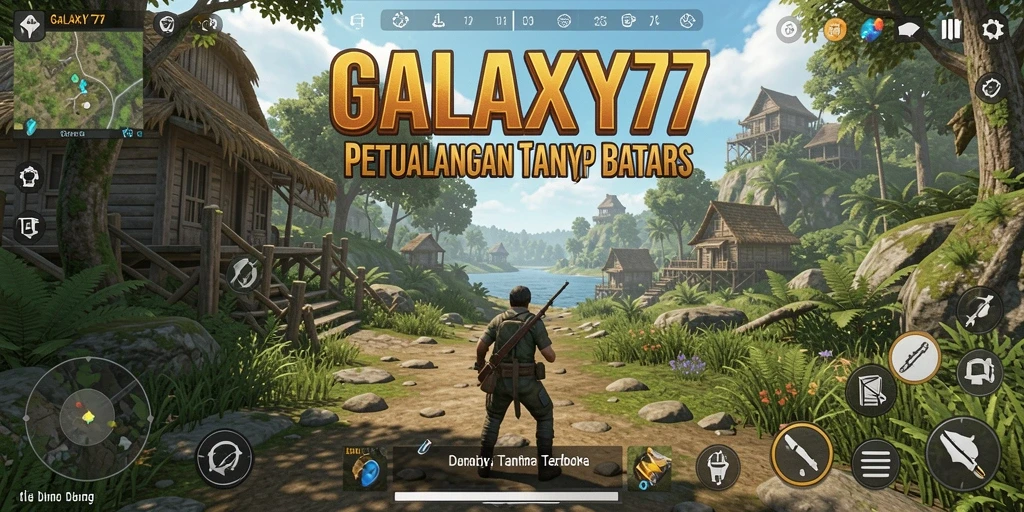 Tangkapan layar menunjukkan petualangan seru di dunia terbuka GALAXY77.