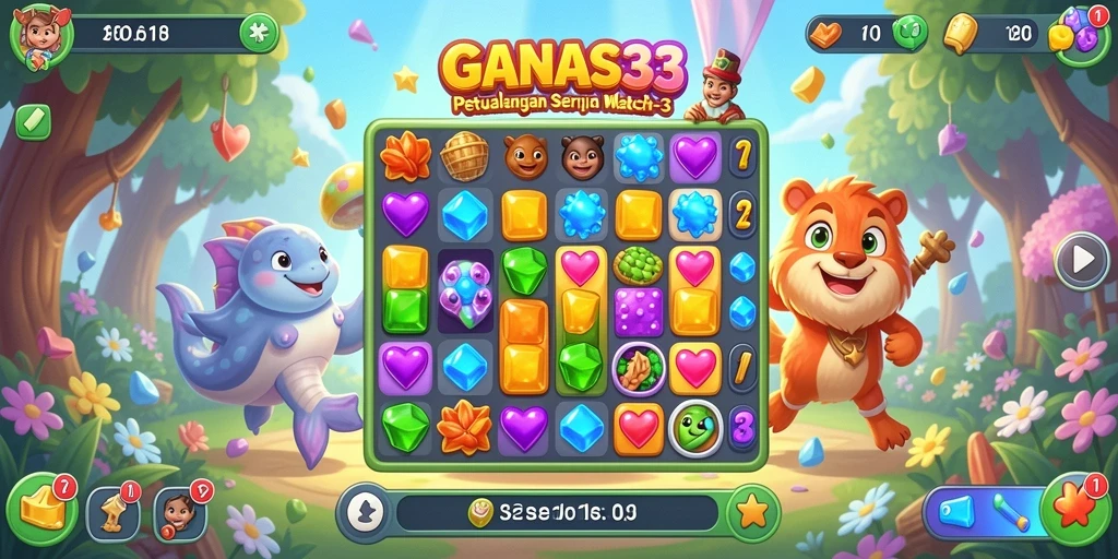Tangkap momen seru dalam gameplay Match-3 GANAS33.