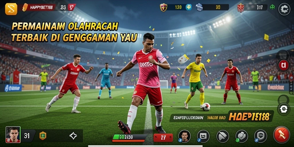 Screenshot utama <strong>HAPPYBET188</strong> menampilkan gameplay seru dalam pertandingan olahraga.