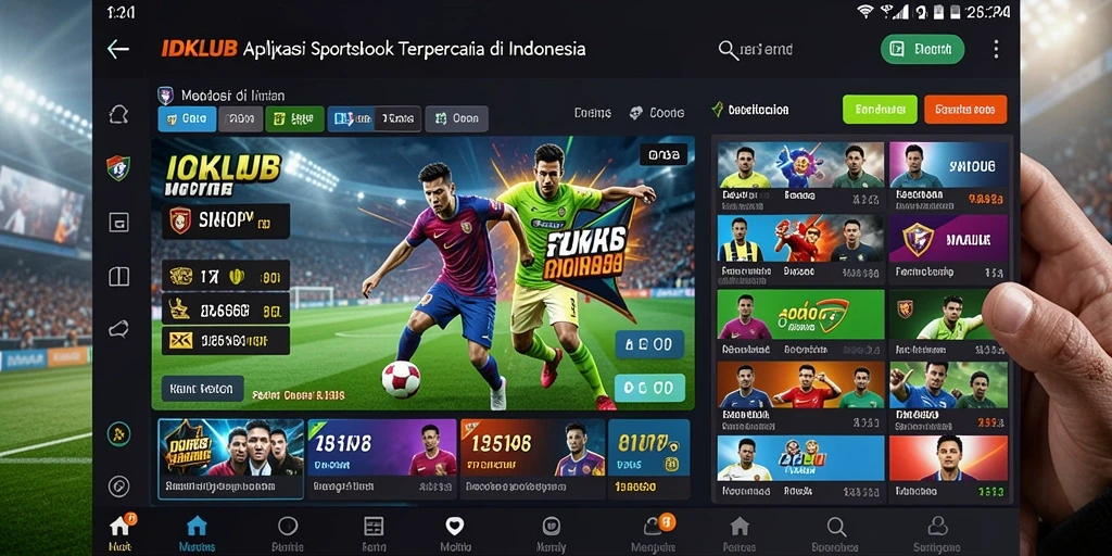 Tampilan antarmuka aplikasi IDKLUB untuk taruhan olahraga yang interaktif.