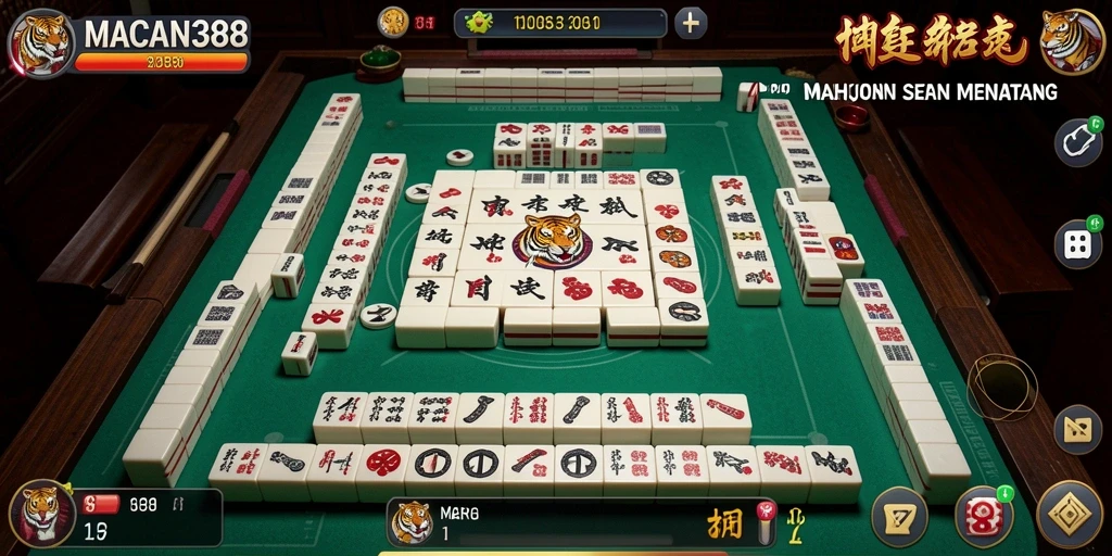 Tampilan gameplay menengah dalam MACAN388 yang menampilkan ubin Mahjong.