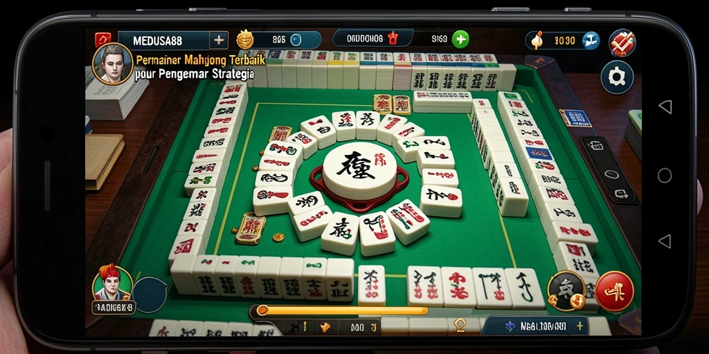 Screenshot MEDUSA88 menunjukkan gameplay Mahjong yang seru dan penuh warna.