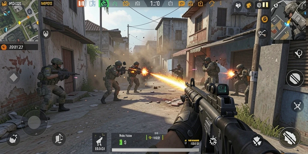 Gameplay MPO1221 menunjukkan intensitas pertarungan FPS yang mendebarkan.