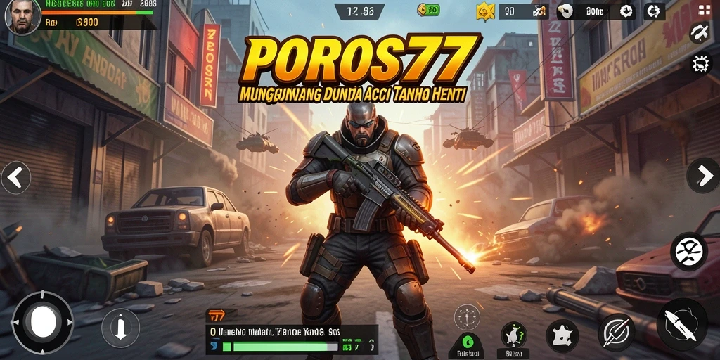 Tampilan aksi mendebarkan dalam game POROS77 dengan grafis berkualitas tinggi.
