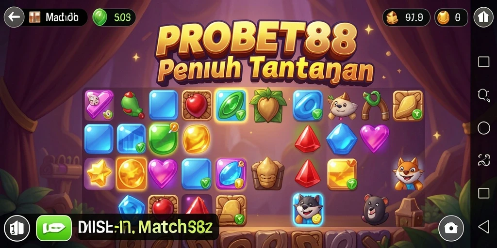 Tangkapan layar dari gameplay seru PROBET88 yang menampilkan kombinasi item.