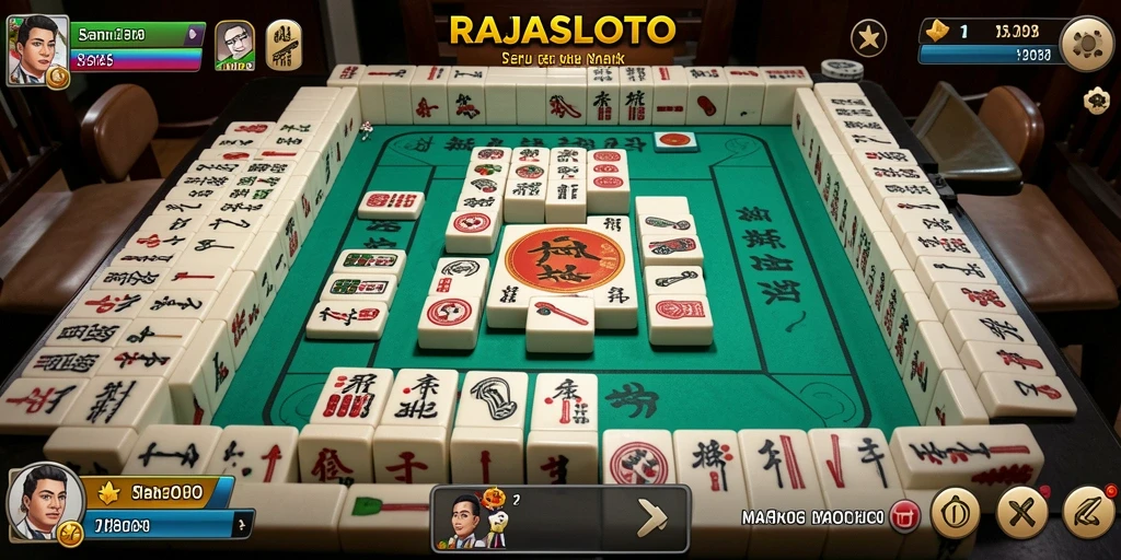 Gameplay menarik RAJASLOTO dengan ubin Mahjong yang berwarna-warni.