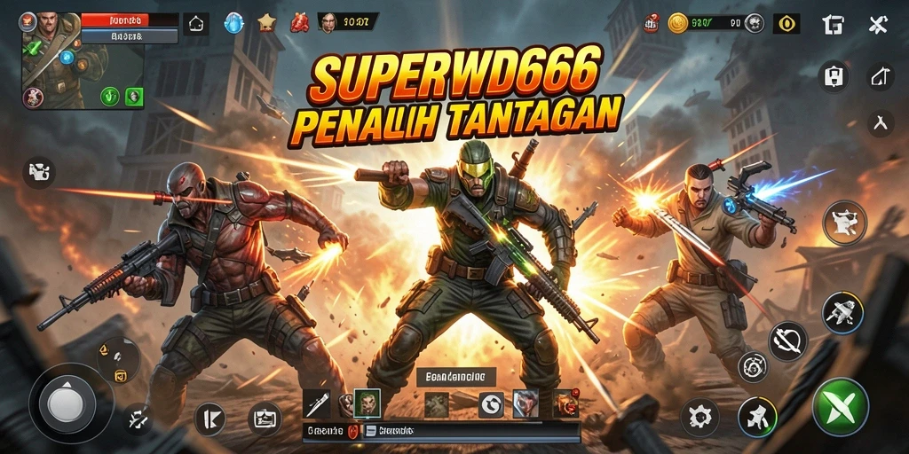 Screenshot utama menampilkan aksi seru dalam permainan SUPERWD666.